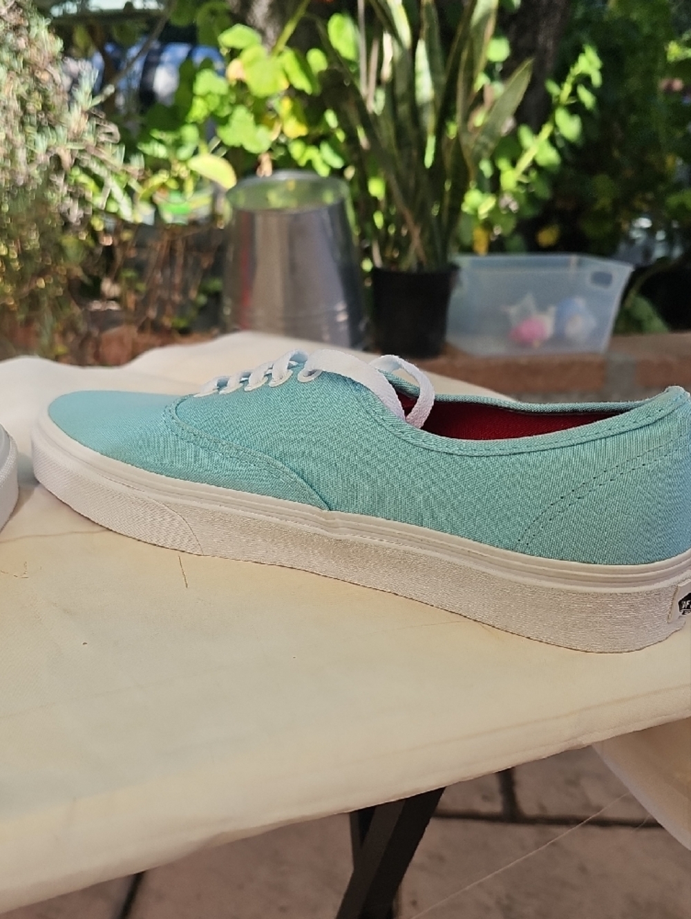 Vans Aqua Canvas Low-Top Sneakers with Red Lining - Picture 7 of 12